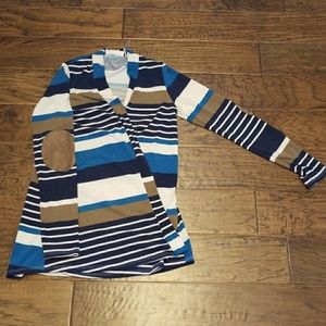 Striped cardigan with elbow patches